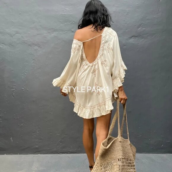 STYLE PARK MIRAH SEQUIN & EMBROIDERED SHORT BEACH DRESS - ONE SIZE - BNWT - Picture 7 of 8